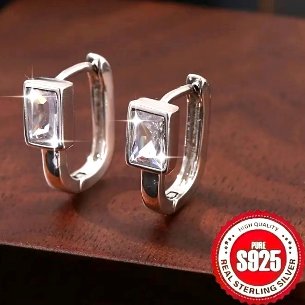 Women's Sterling silver diamond earrings